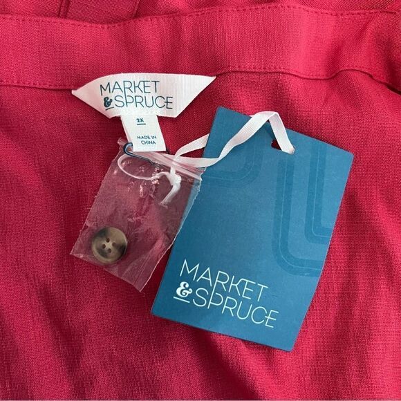 Market & Spruce Button Front Red Tank Top Size 2X  NWT! - Picture 6 of 6